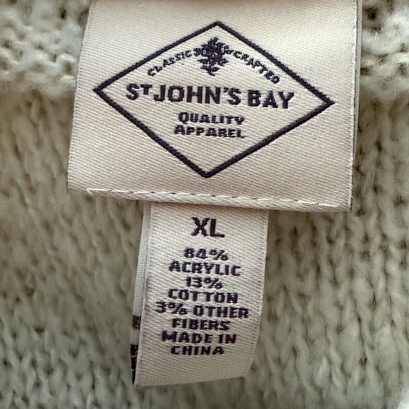 Saint John's Bay Fair Isle Roll Neck Cream Blue Pink Knit Sweater Size XL - Picture 8 of 11